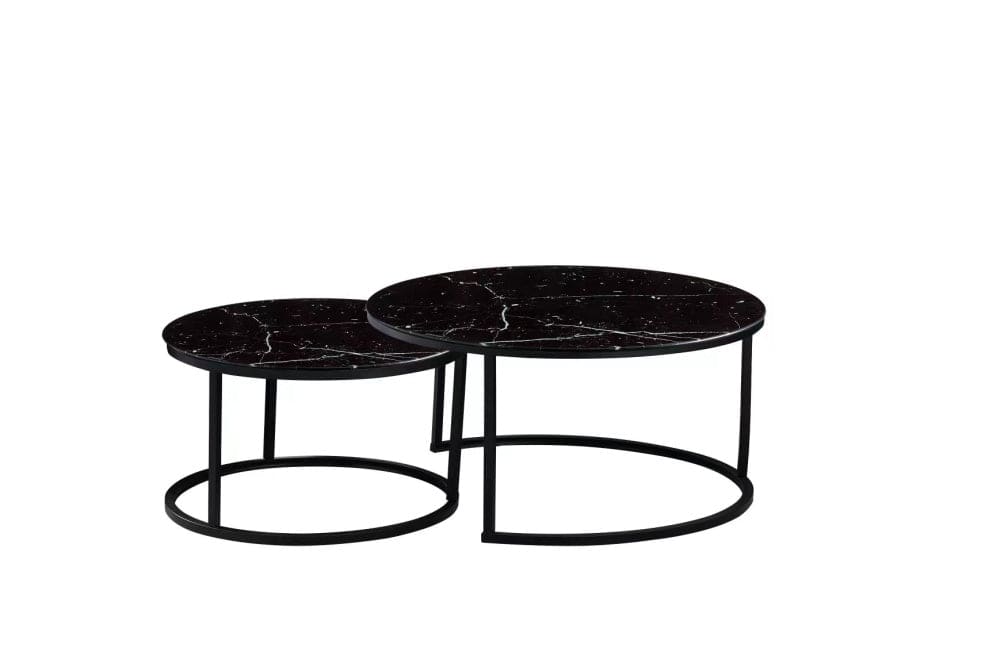 Lot de 2 tables Basses Gigogne ARTO métal noir et plateau en verre - image 1
