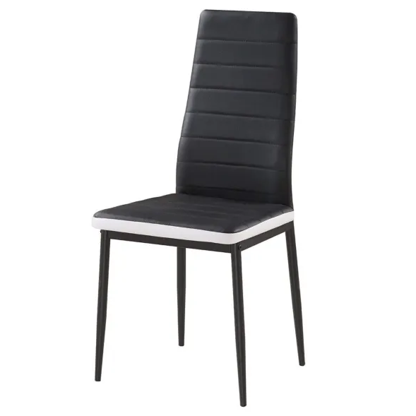 Chaise TOLIA métal noir simili cuir noir et blanc