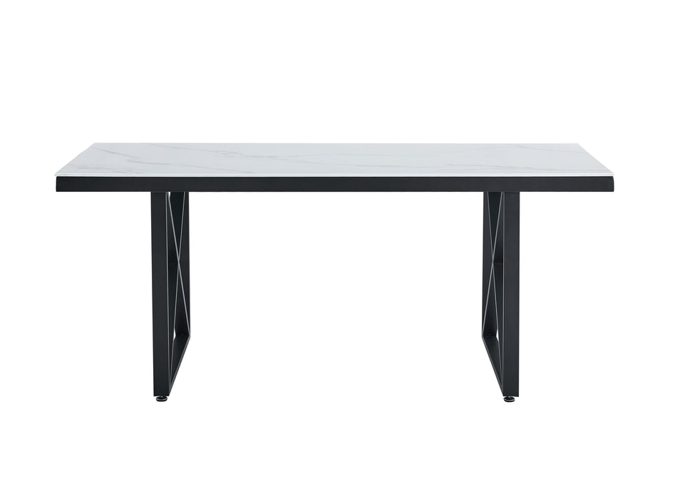 TABLE REPAS LEVANTO METAL NOIR MARBRE BEIGE 180x90x75 cm - image 1