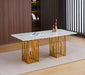 TABLE REPAS STALAX PIED GOLD PIERRE MARBRE BLANC 180X90x75CM - image 2