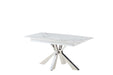 Table extensible BIANCA Chrome plateau Céramique marbré blanc