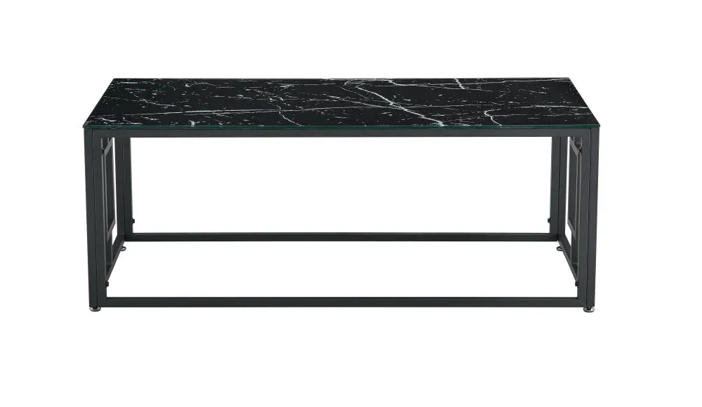 Table basse SOPHIE  pieds en métal noir 120 cm marbré noir