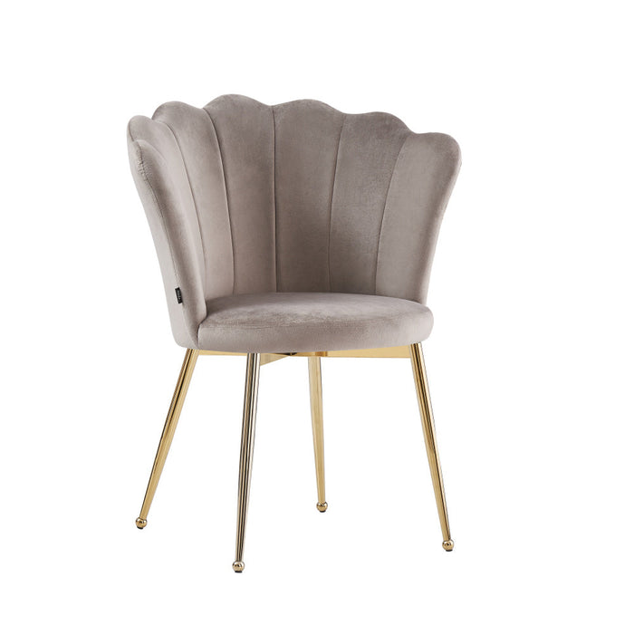 Chaise NYMPHEA pieds Gold assise Velours moka