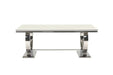 Table Basse Omega Chrome plateau verre 120x70 cmv blanc