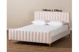 Lit 2 places 140x190 cm FAYE design velours sommier inclus rose