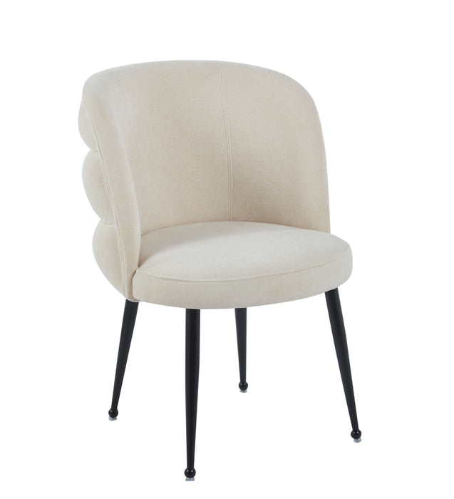 CHAISE SACHA PIEDS METAL NOIR ASSISE ECRU TISSU EFFET LIN - image 1
