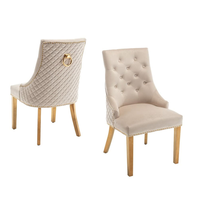 Lot de 2 chaises ANNEAU mattelassée et clo?tée Gold velours - image 2