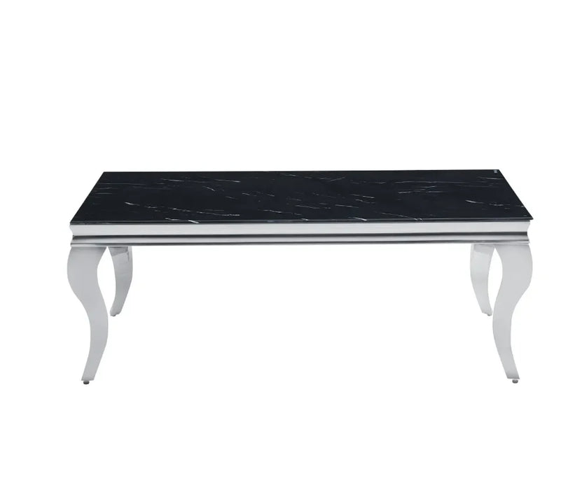 Table basse BAROQUE Chrome  120x60x45 cm marbré noir