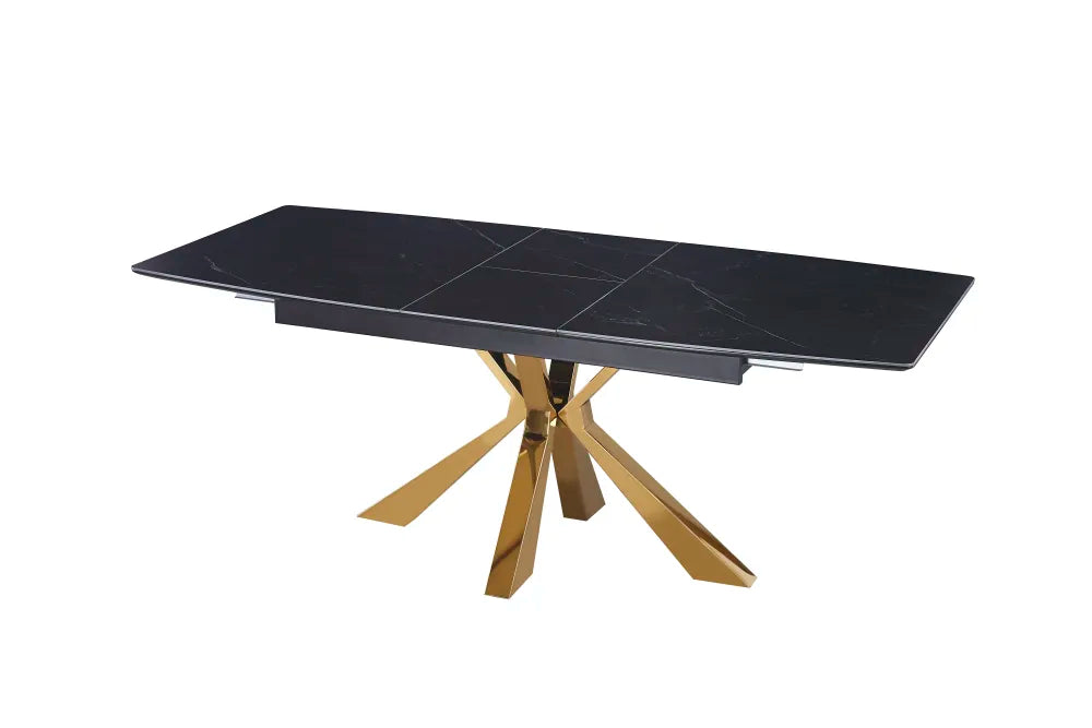 Table extensible BIANCA Gold plateau Céramique marbré noir