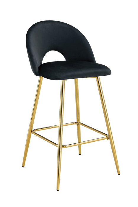 TABOURET DE BAR TEDDY PIED GOLD VELOURS NOIR - image 1