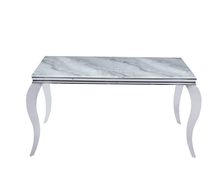 TABLE REPAS BAROQUE CHROME MARBRE GREIGE 150X90X75CM - image 1