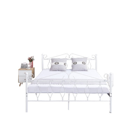 Lit 2 places JULIE 140x190 cm métal sommier inclus blanc