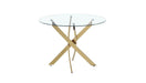 Table a manger ronde JESSICA Gold 100 cm 4 couverts transparent