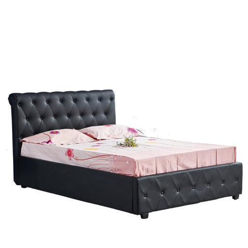 Lit 2 places 140x190 cm COCTO simili cuir sommier inclus noir