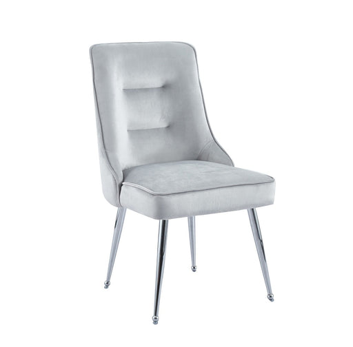 Chaise luxury ZIP en velours pieds chromés gris