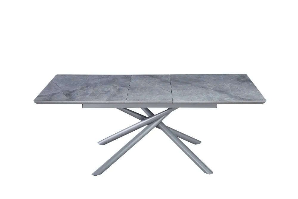 Table extensible ZEPHIR métal gris plateau Céramique Marbré gris