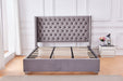 Lit double 180X200 cm PRINCESSE velours sommier inclus gris