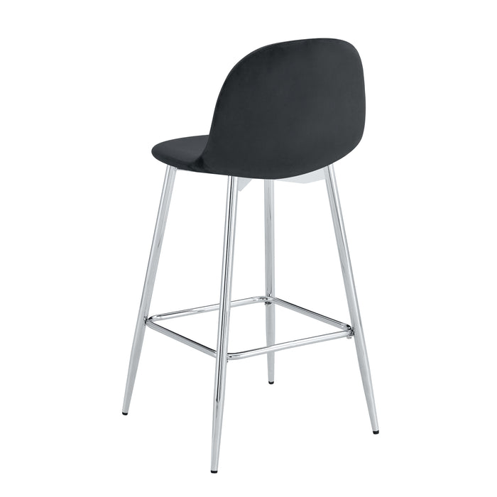 TABOURET DE BAR SCANDINAVE PIED CHROME VELOURS NOIR - image 3