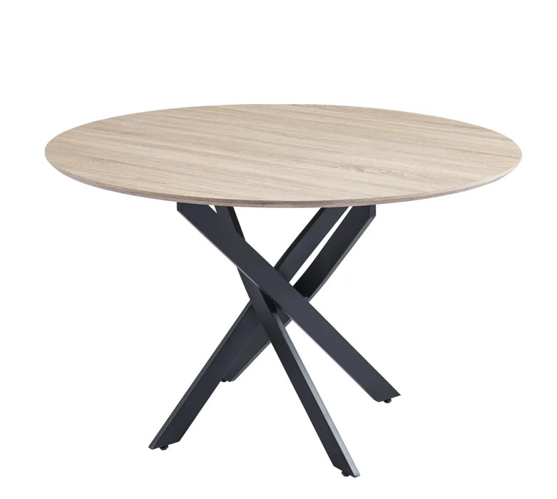 Table repas JESSICA métal noir chêne griffé 120 cm XXL