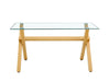 Table à manger IXE en bois plateau transparent 150 cm