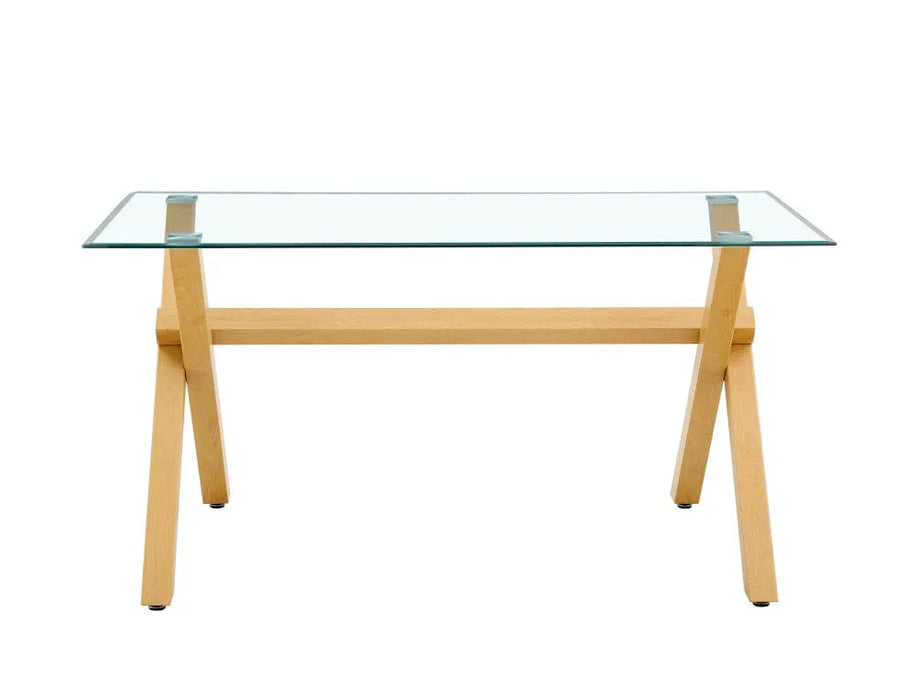 Table à manger IXE en bois plateau transparent 150 cm - image 1