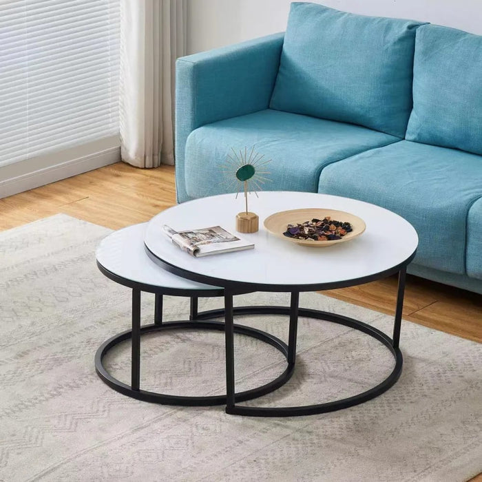 Lot de 2 tables Basses Gigogne ARTO métal noir et plateau en verre - image 2