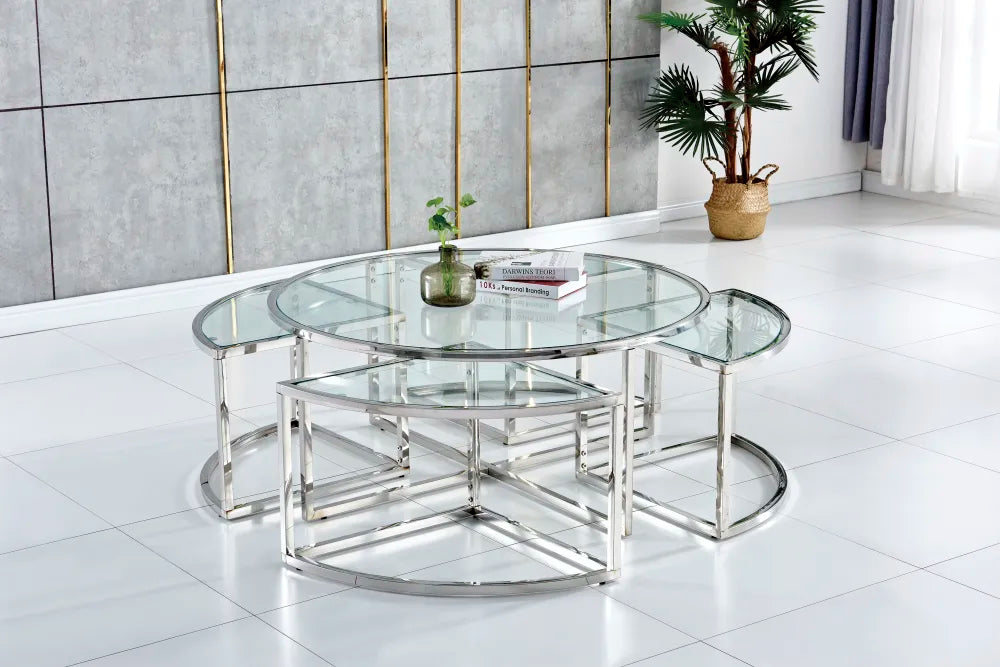 Table basse ELVE chrome Transparent 90x45 cm