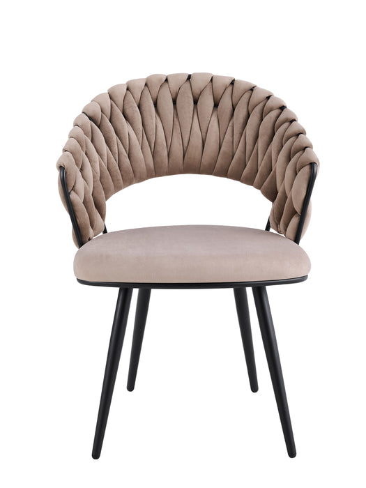 CHAISE CAROLINA PIEDS METAL NOIR VELOURS TAUPE - image 1