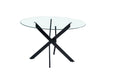 Table a manger ronde JESSICA Métal noir 100 cm 4 couverts transparent