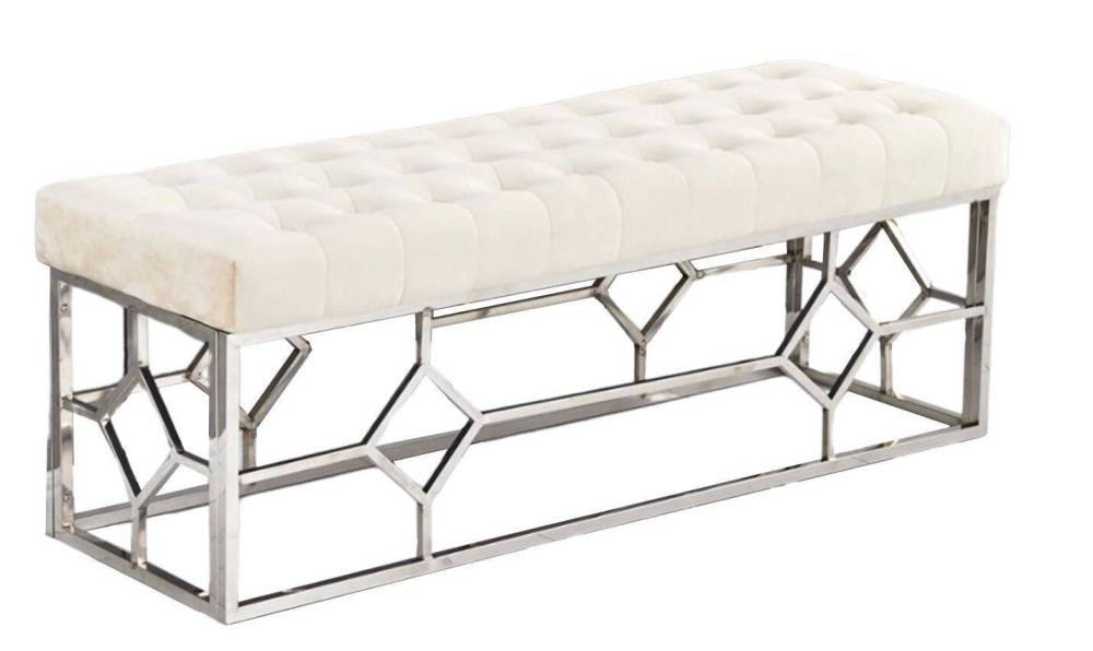 Banquette XXL VERTIGO Chrome en velours beige