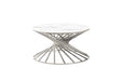 Table basse ronde NAUTILUS chromé plateau verre D80 cm - image 1