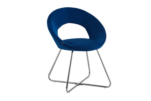 Chaise BUBBLE Chrome velours bleu