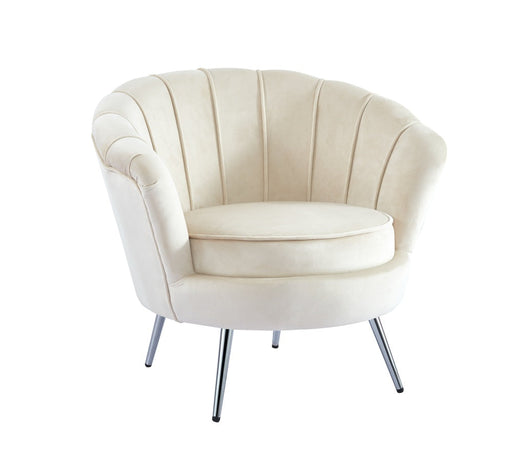 Fauteuil NYMPHEA chrome en velours beige