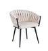 CHAISE AVEC ACCOUDOIR TRESSEE PIED METAL NOIR VELOURS BEIGE - image 3