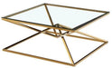 Table basse carrée PYRAMIDE 100x100 cm gold