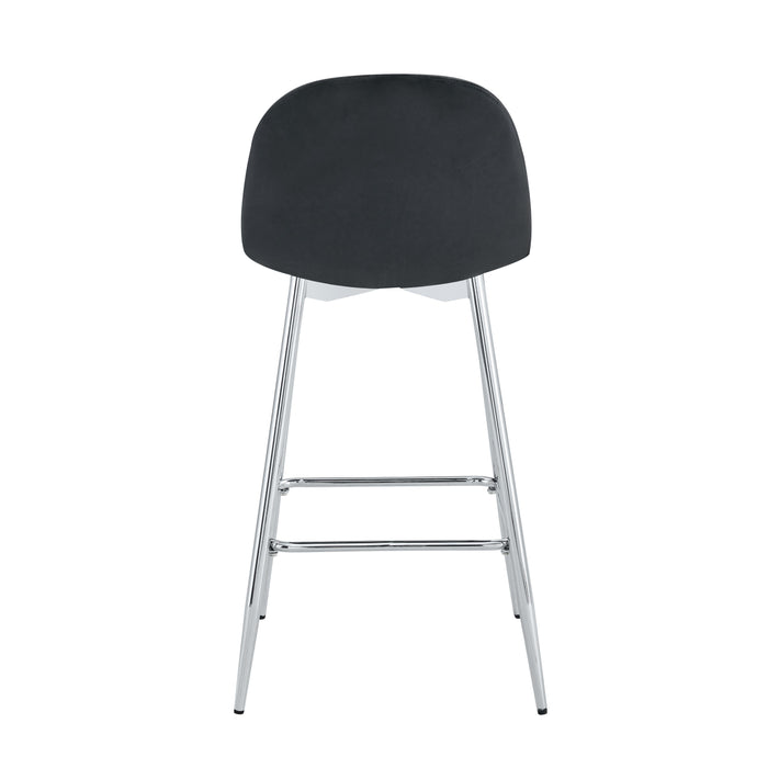 TABOURET DE BAR SCANDINAVE PIED CHROME VELOURS NOIR - image 2