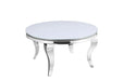 Table basse ronde baroque chrome et plateau en verre de 80 cm - image 1