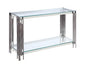 Console FLUTE Chrome plateau verre transparent  120x40x78 cm 