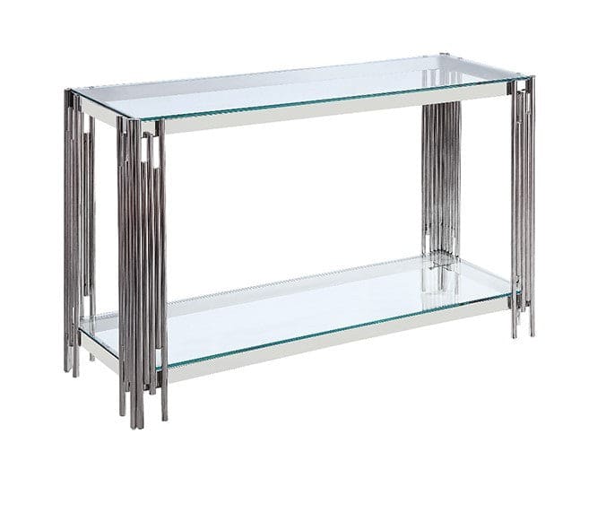 Console FLUTE Chrome plateau verre 120x40x78 cm - image 1