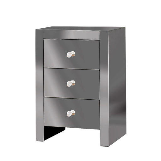 CHEVET GISELLE MIROIR GRIS 45X35X66cm