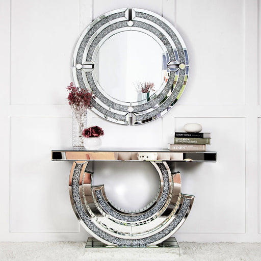 Meuble Console TOURBILLON Miroir et Strass Luxury 120x35x80 cm