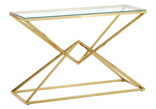 Console PYRAMID gold en verre Transparent 120x40x78 cm 