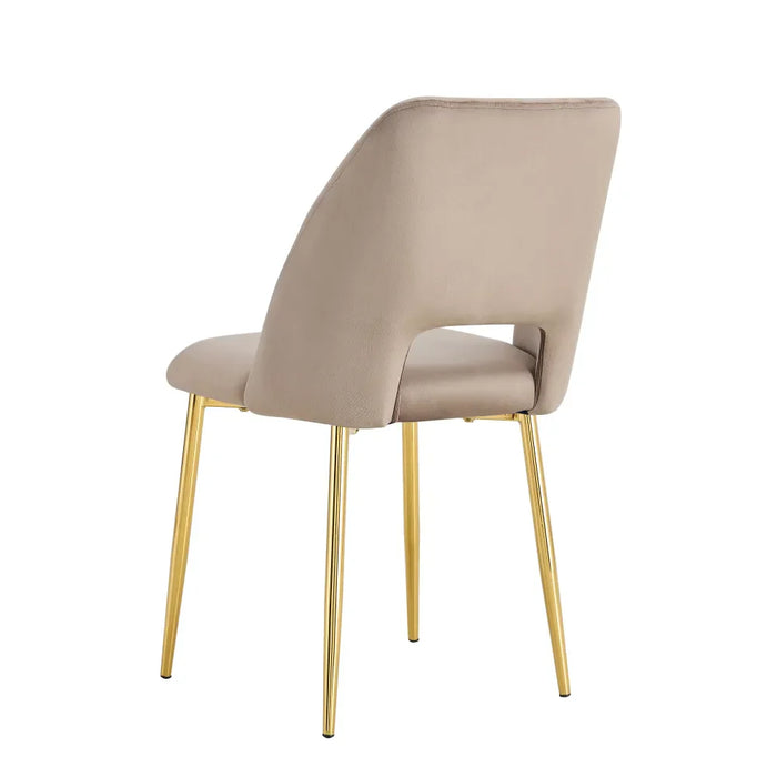 Chaise AVA Gold en Velours taupe