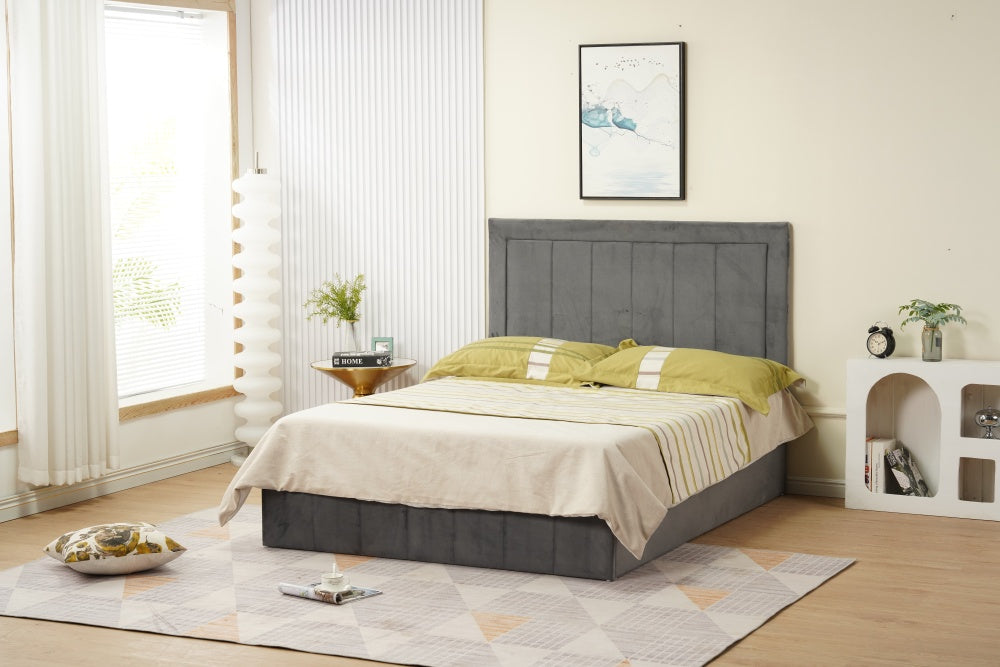 Cadre de lit POLO velours 160x200cm gris-anthracite