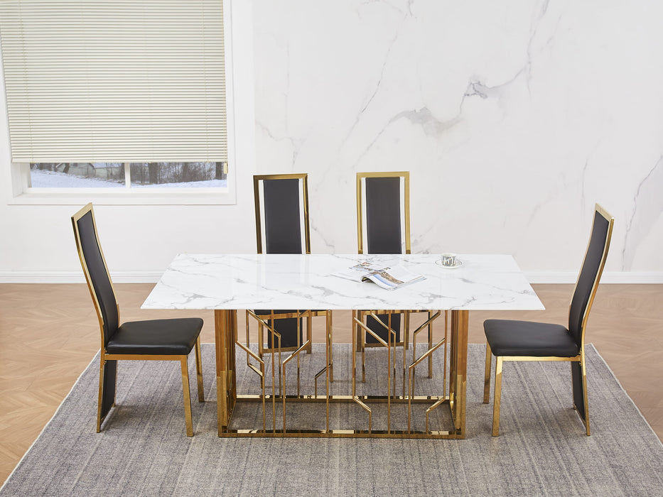 TABLE REPAS PORTOFINO GOLD MARBRE BLANC 180 x 90 CM - image 3