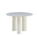 TABLE REPAS ANAÏS PIEDS BEIGE PLATEAU CERAMIQUE MARBRE BLANC 120CM - image 2