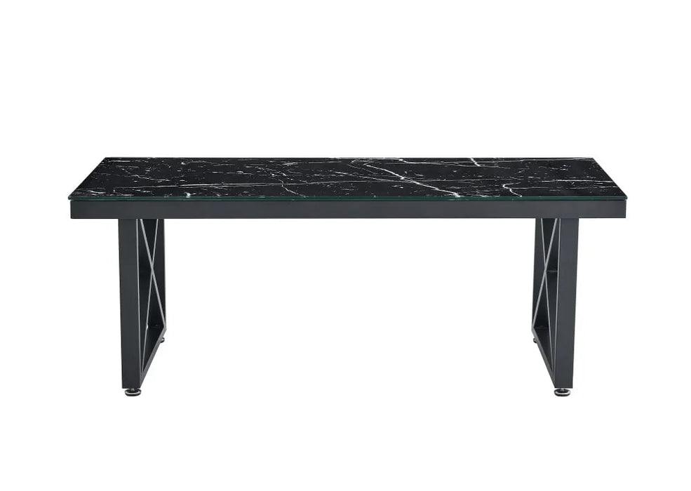 Table basse Deluxe LEVANTO structure métal noir plateau en verre 120x60 cm - image 1