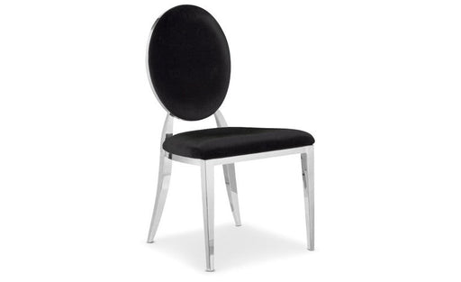 Chaise MEDAILLON en chrome et velours noir