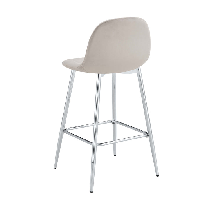 TABOURET DE BAR SCANDINAVE PIED CHROME VELOURS TAUPE - image 3