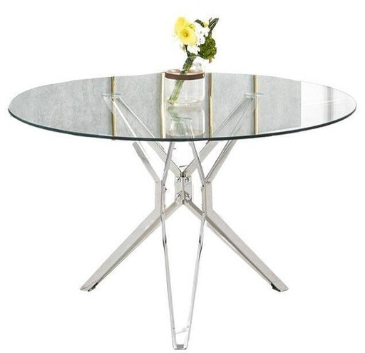 Table à manger Ronde ELECTRA  verre Transparent 120x75 cm 4 couverts #structure_chrome